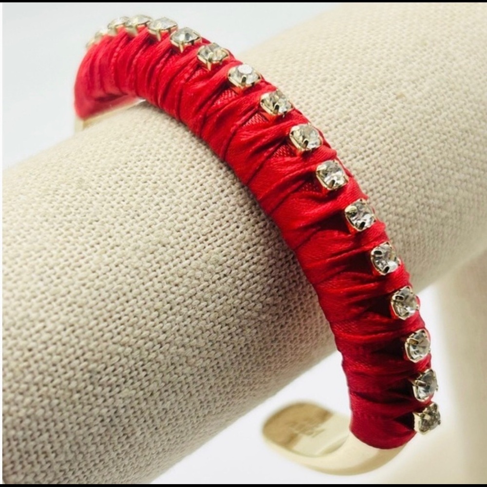 J.Crew Red woven bejeweled Bracelet